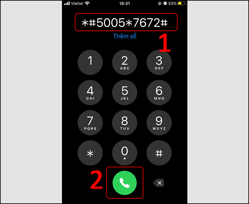 Kiểm tra lại trung tâm tin nhắn bằng cú pháp *#5005*7672# > Bấm Gọi.